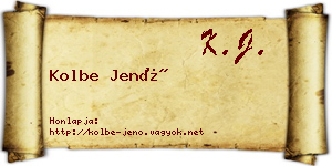 Kolbe Jenő névjegykártya